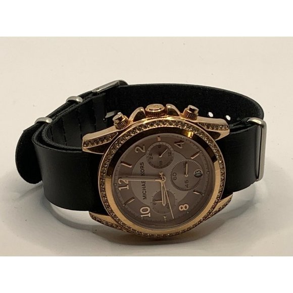 Michael Kors MK5943 Women Black Leather Analog Ros main image 6